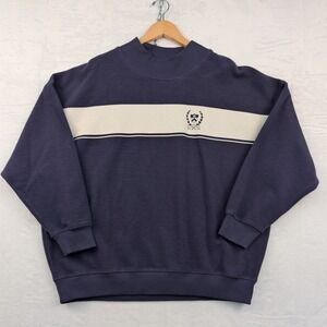 BDG Sweater Mens XL Navy Blue Striped Fleece Crewneck Pullover Urban Outfitters
